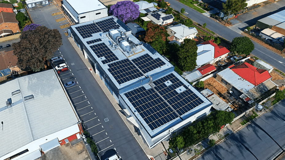 rooftop commercial solar on factory in Adelaide